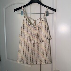 Daily Special Polka Dot Ruffle Camisole Top Small Multicolor Spaghetti Strap
